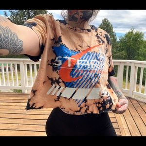 Marvel Stark Industries bleach tie dyed crop t shirt